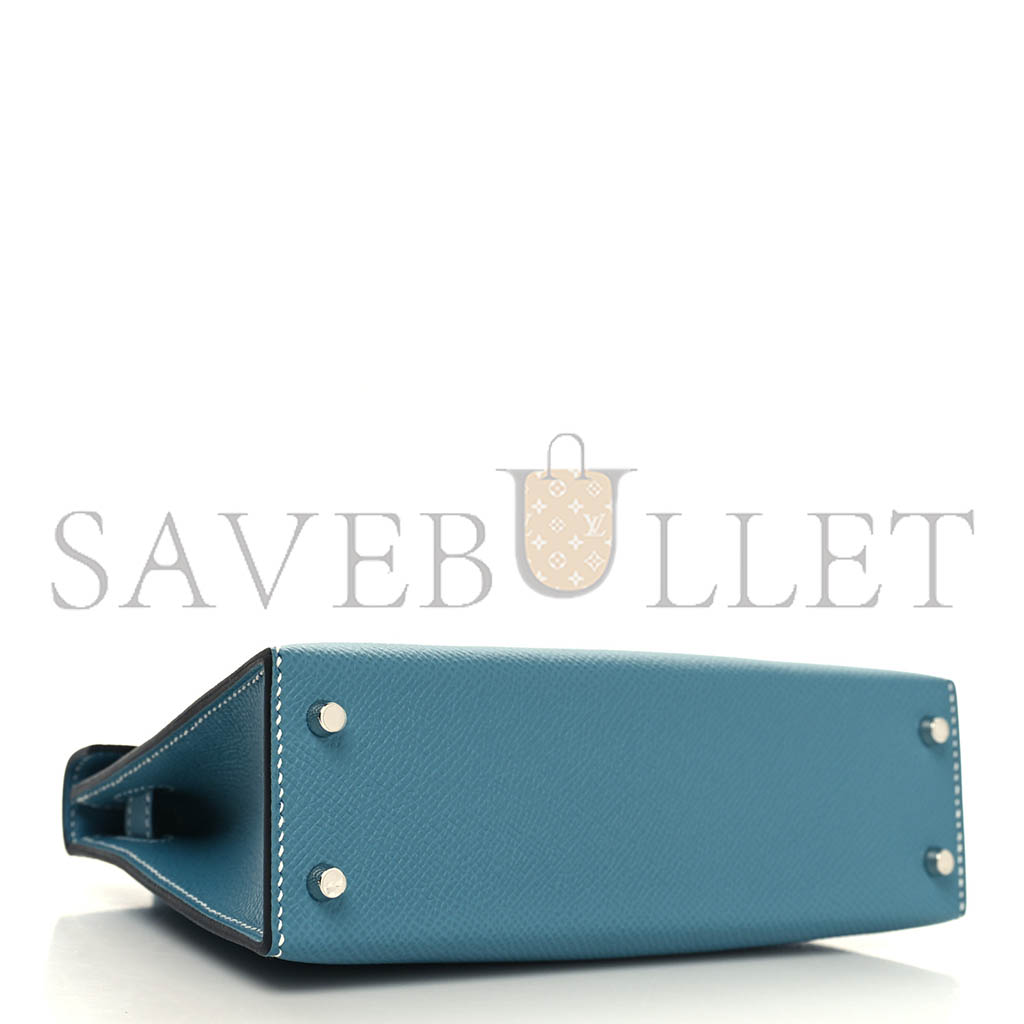 HERMÈS EPSOM MINI KELLY II NEW BLUE JEAN (19*12*5.5cm)